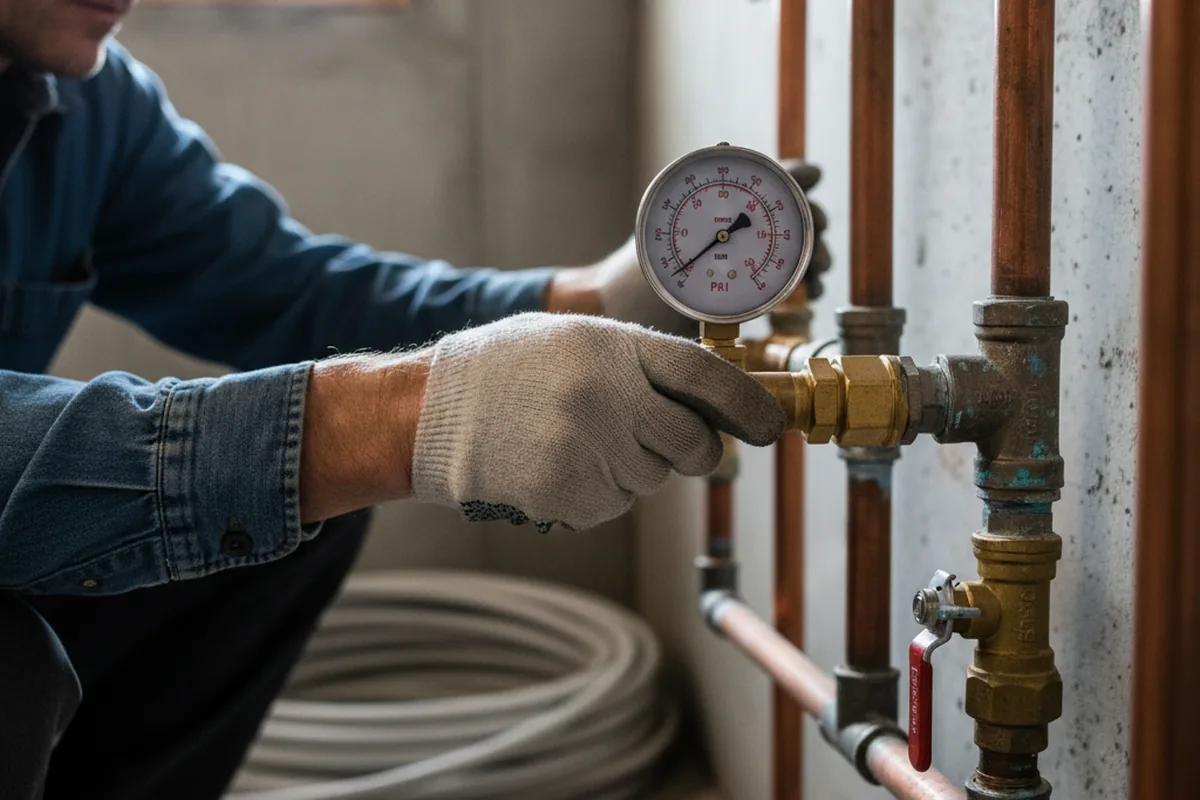 Pressure testing a repaired line during Water Line Repair in Diboll